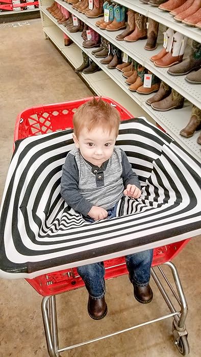 Image 4 - Itzy Ritzy 4-in-1 Nursing Cover, Car Seat Cover, Shopping Cart Cover and Infinity Scarf – Breathable, Multi-Use Mom Boss Breastfeeding Cover, Car Seat Canopy, Cart Cover & Scarf, Black & White Stripe