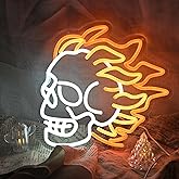 Skull Neon Sign, Neon Signs For Wall Decor Led Sign Neon Lights for Gaming Boys Room Man Cave Decor, Living Room, Party, Tattoo Shop, Tattoo Studio,Decor USB Powered with Dimmer 15.7 * 11.8IN