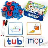 Coogam CVC Sight Words Magnetic Letters Flashcards, Short Vowel Spelling Game, Preschool Kids Learning Supplies, Montessori Educational Writing Reading Toy Gift for 3 4 5 Years Old