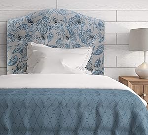 Pulaski DS-D019-230-435 Camelback Tufted Upholstered Headboard, Twin, Patterned Blue