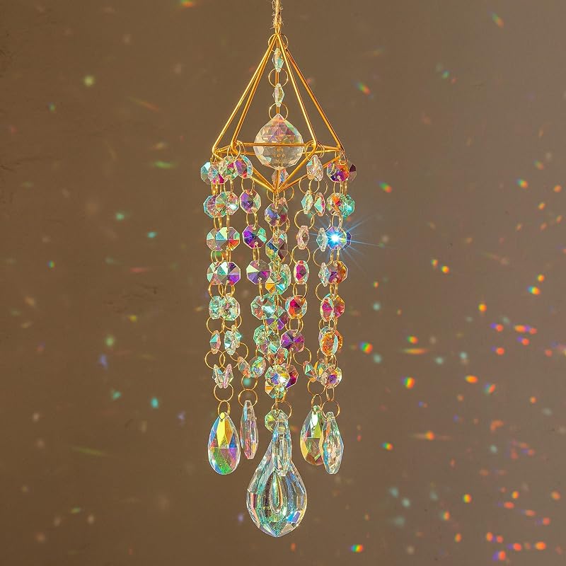 HDCRYSTALGIFTS Crystal Suncatchers Hanging Wind Chime Style Rainbow Maker