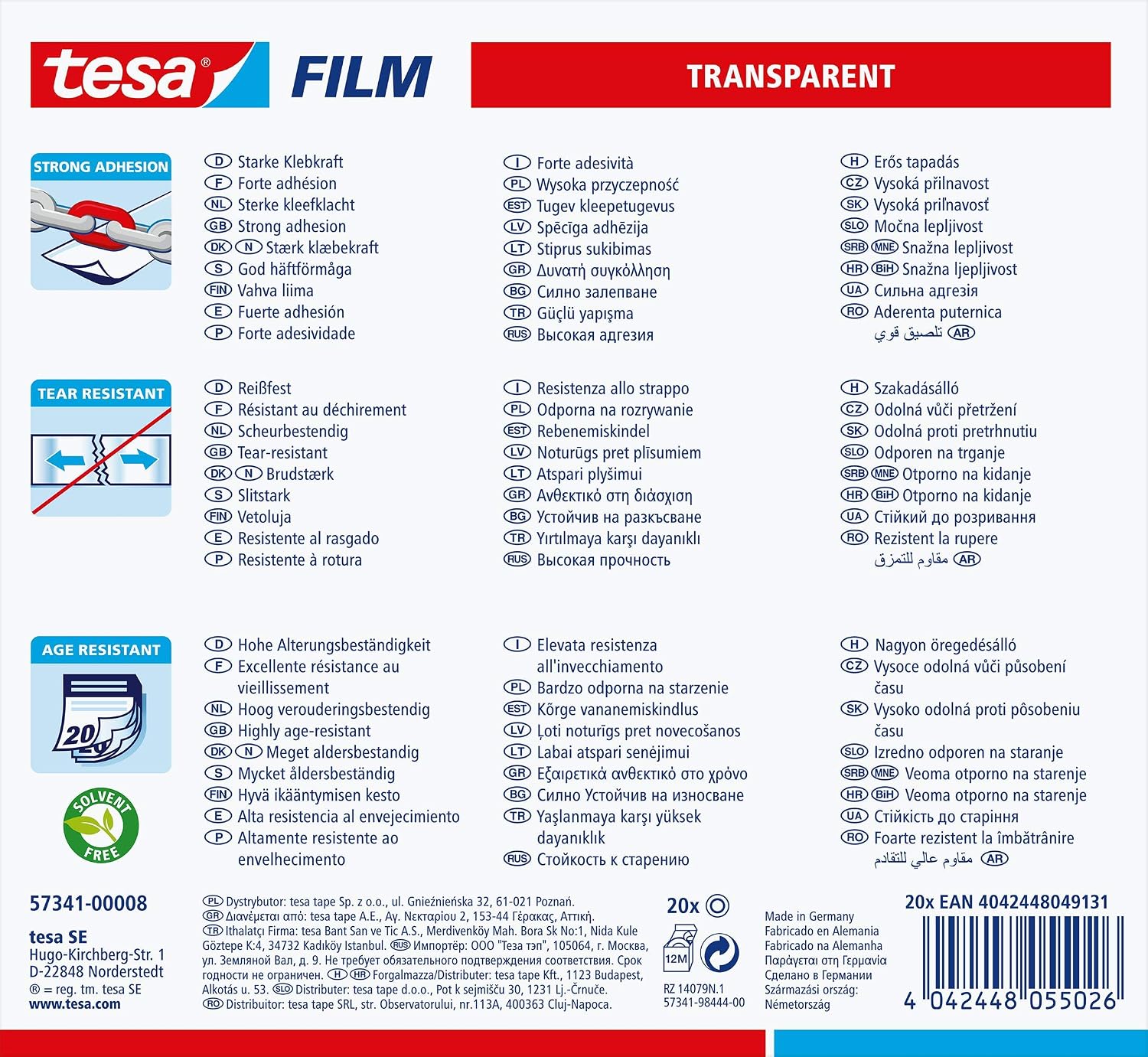 tesa Transparent Film Adhesive Tape with Strong Adhesion, ageing Resistant and Tear-Resistant, 33 m x 15 mm - Image 3