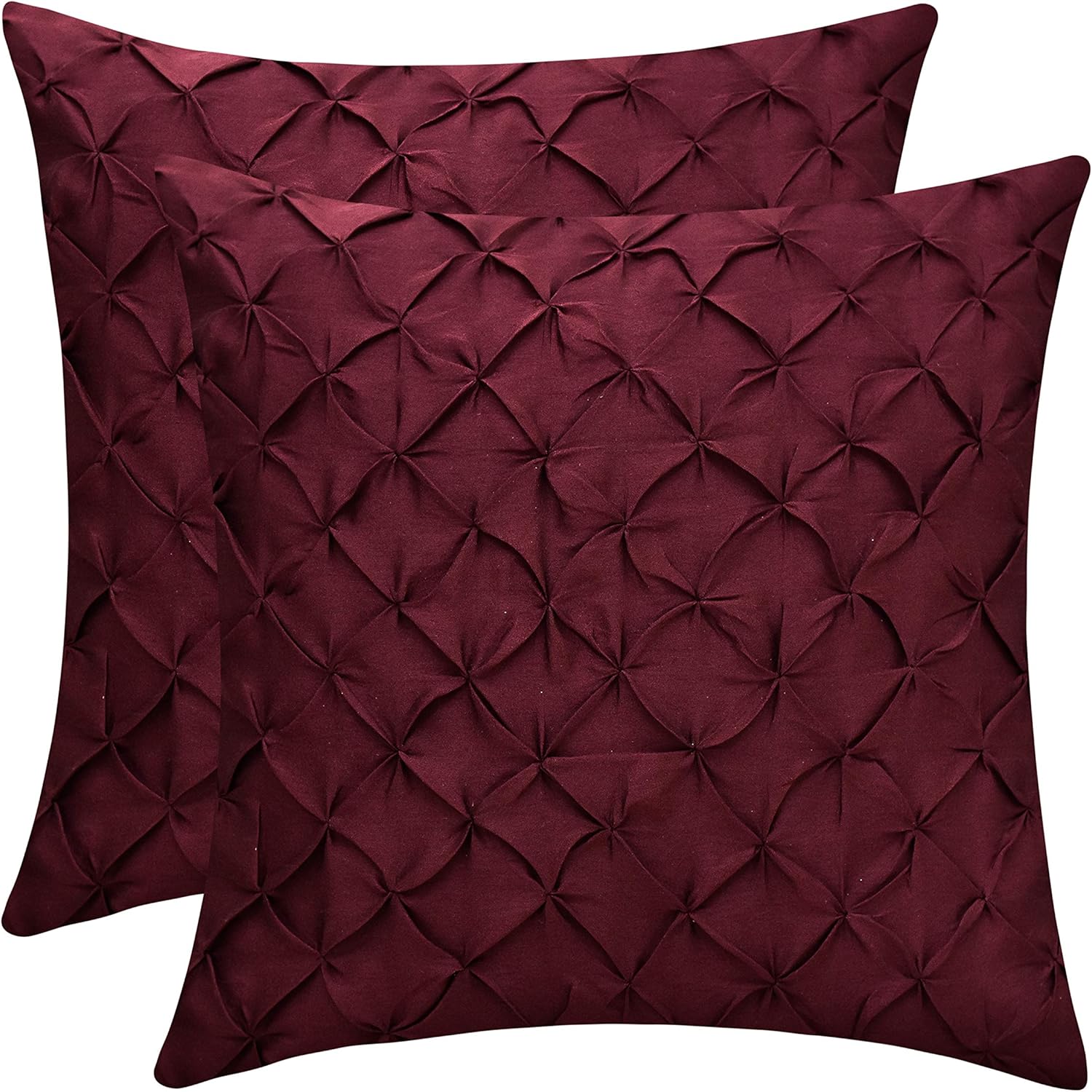 The White Petals Maroon Euro Sham Throw Pillow Cover