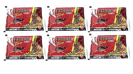 Tiger Ratkiller Cake (25gm x 6 pcs) Amazing Effect mice Rat Killer Rodent Control Pet Safe, Mostly Die Outside