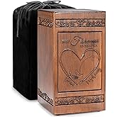 Large Wood Urn for Ashes Best Fisherman in Heaven - Hand Carved Fishing Hook Adult Memorial Box, Cremation Keepsake for Burial or Display