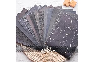 LewuwoPoing 15Pcs Handmade Scrapbook Art Paper Craft Textured Paper Colorful A5 sheet Mesh Special Paper Mix for Scrapbooking Junk Journal Journaling Supplies DIY Materials,5.8x8.2 inches (Black)