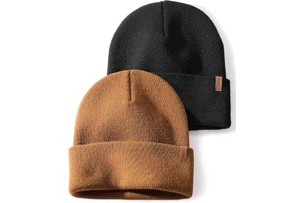 FURTALK Mens Womens Cuffed Beanie 2 Pack Winter Warm Knit Skull Hats | Double-Layered 100% Acrylic, Ultra-Soft Non-Scratchy F