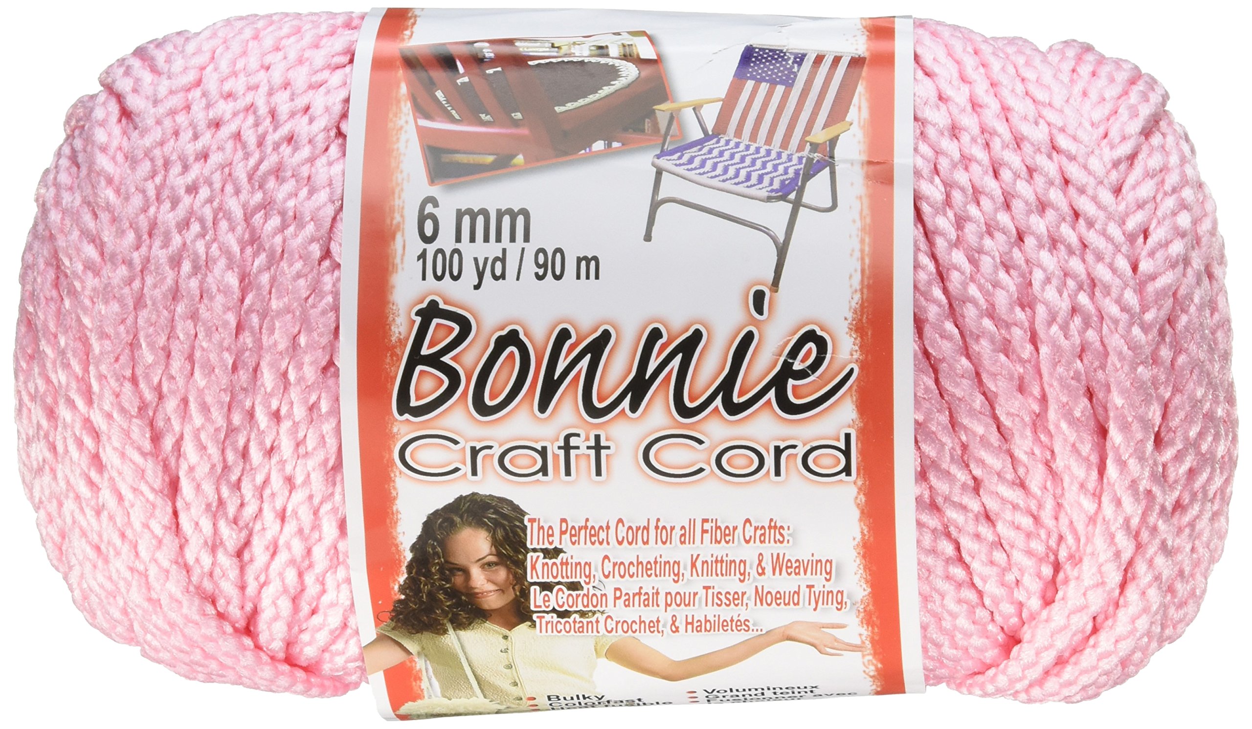 Pepperell polyolefin fiber Bonnie Macrame Craft Cord 6 mmx 100 yard-Pink