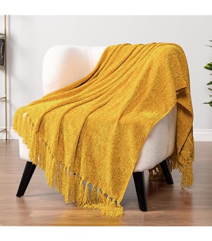 AORISSI 100% Acrylic Waffle Knit Throw Blanket - 50x60 Inch, Lightweight & Soft With Tassels, Ivory, All-Season Cozy Blanket - View #7