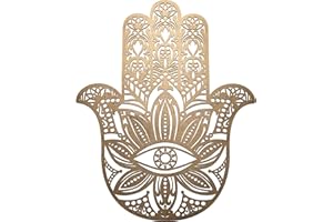 FOURTH LEVEL MANUFACTURING Fourth Level MFG Hamsa,Sacred Geometry Wall Decor for Home, Meditation Decor,Wall Sculpture, All Natural Wood Wall Decor Sacred Wall Art (Gold)