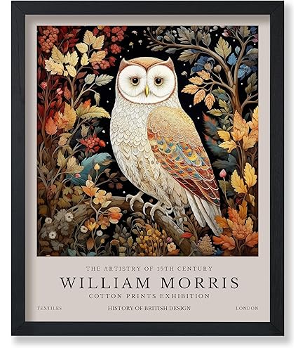 Tableau - Toile,Toile d'art mural de William Morris,hibou,oiseau