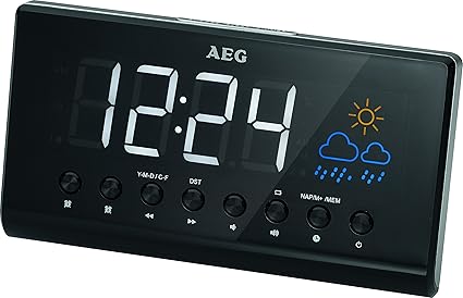 AEG MRC 4141 P Uhrenradio mit Projektion, LED-Display, 3 Stufen-Dimmer, aktuelle Wetteranzeige/-prognose durch grafische Dars