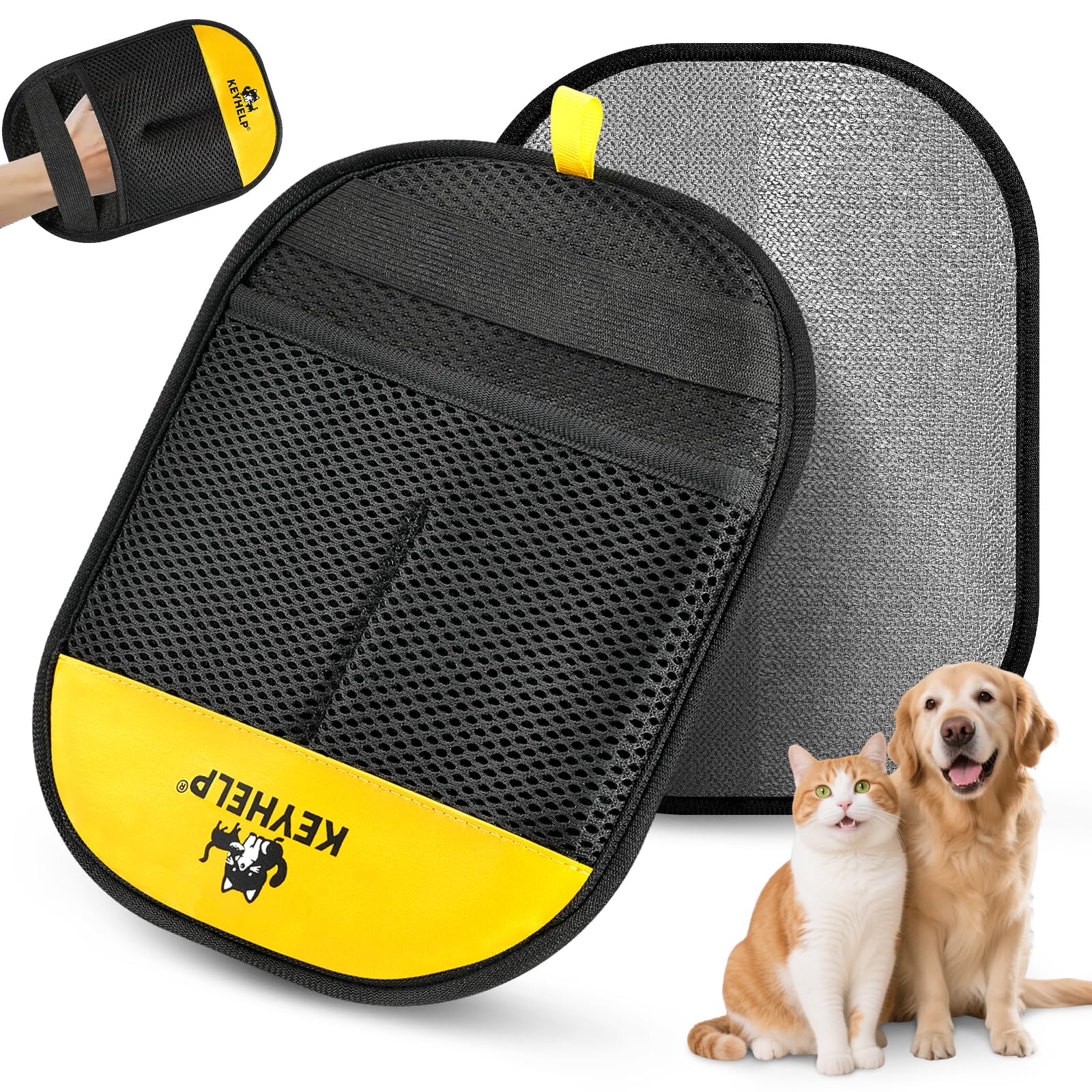 Photo 1 of KEYHELP Pet Hair Removal Glove for Dogs & Cats, Newly Upgraded Reusable Electrostatic Pet Hair Gloves, Pet Hair Remover Tool for Clothing, Couch, Carpet, Car Seat