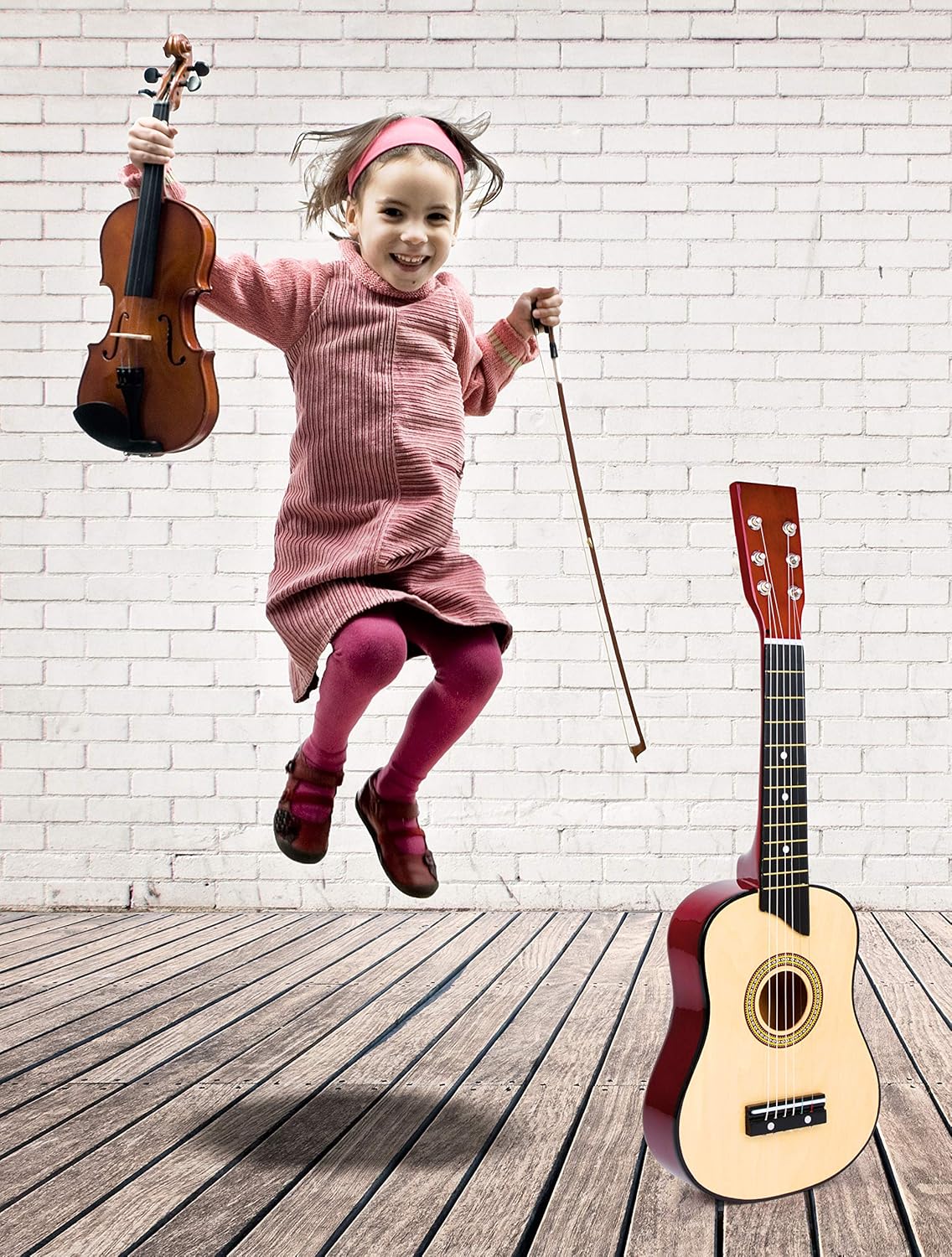 small foot 3307 Toy Guitar "unplugged" made of wood, with six metal strings and plectrum, suitable for children from 3 years on - Image 3