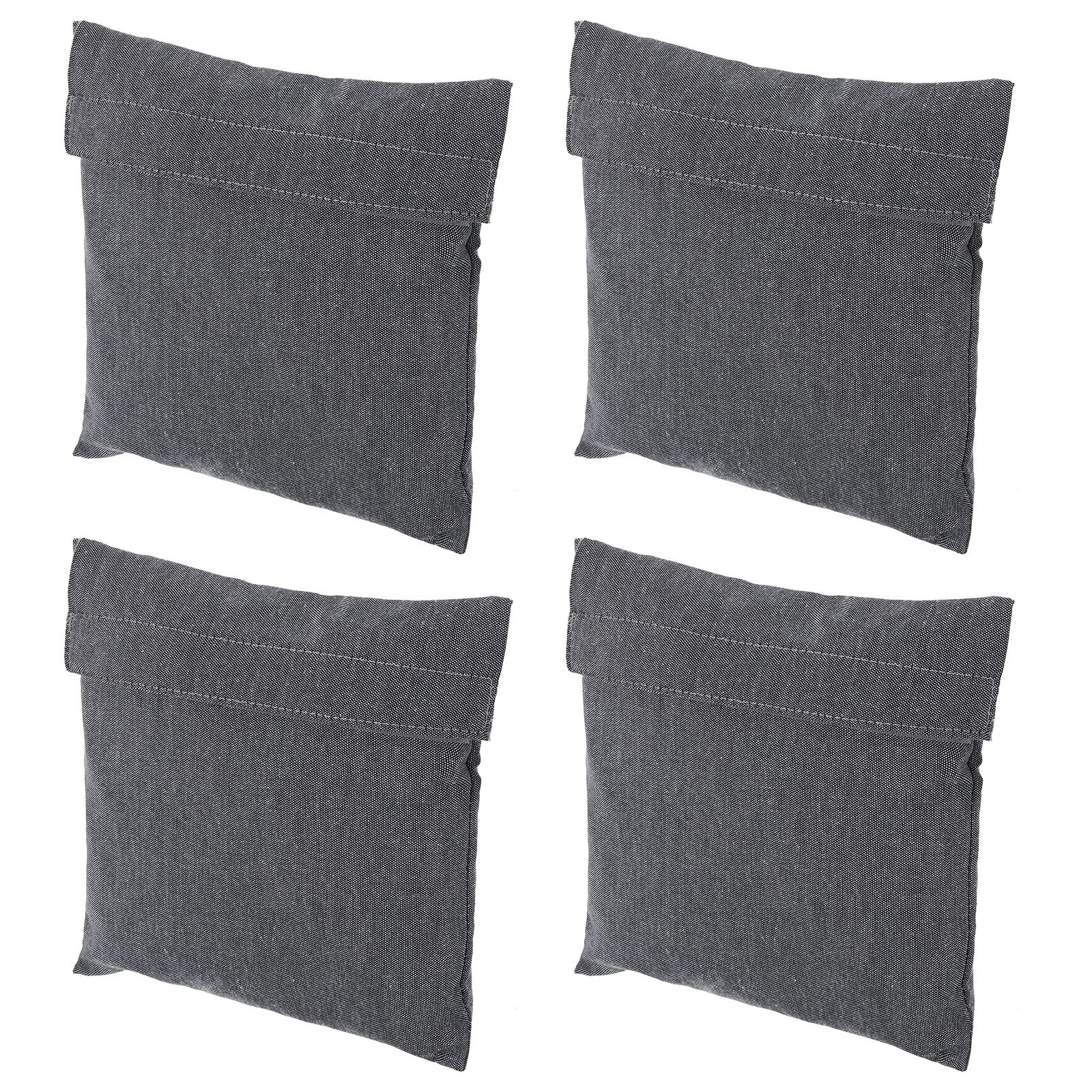 PATIKIL 7"x7" Reusable Snack Bag Sandwich Bag, 4 Pack Hook and Loop Fastener Flip Snack Sack Polyester Washable Portable, Grey