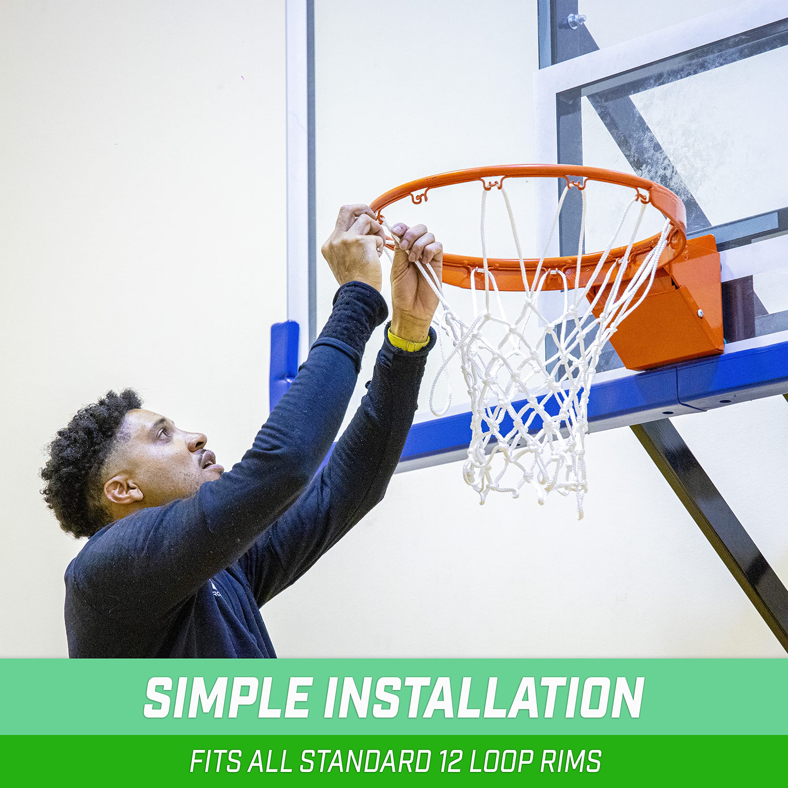 GoSports Basketball Net Replacement with 12 Loops - Heavy Duty for Indoor & Outdoor Hoops, Rim Not Included