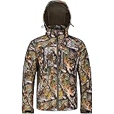 UIIHUNT Hunting Jacket for Men, Quiet Fleece Lined Camo Coat with Hood, Water Resistant, Cold Weather Hunting Clothes
