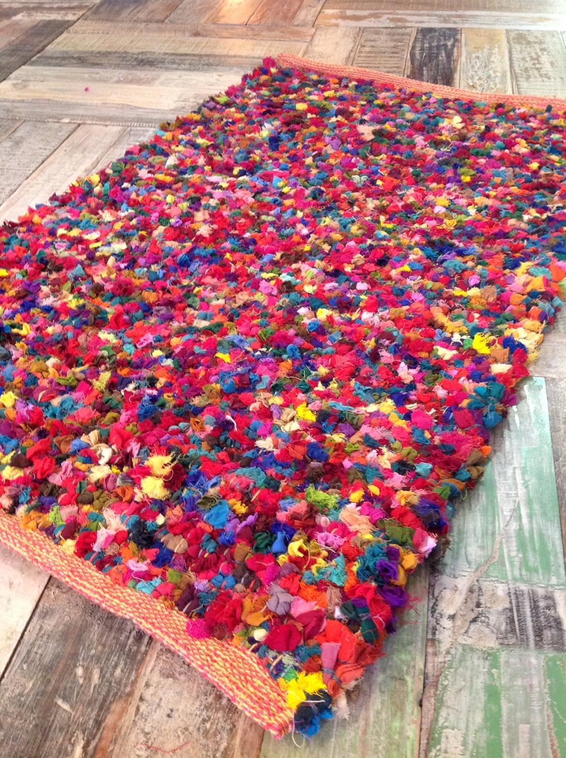 Second Nature Fair Trade Multi Coloured Tufted Reversible Rag Rug 90cm