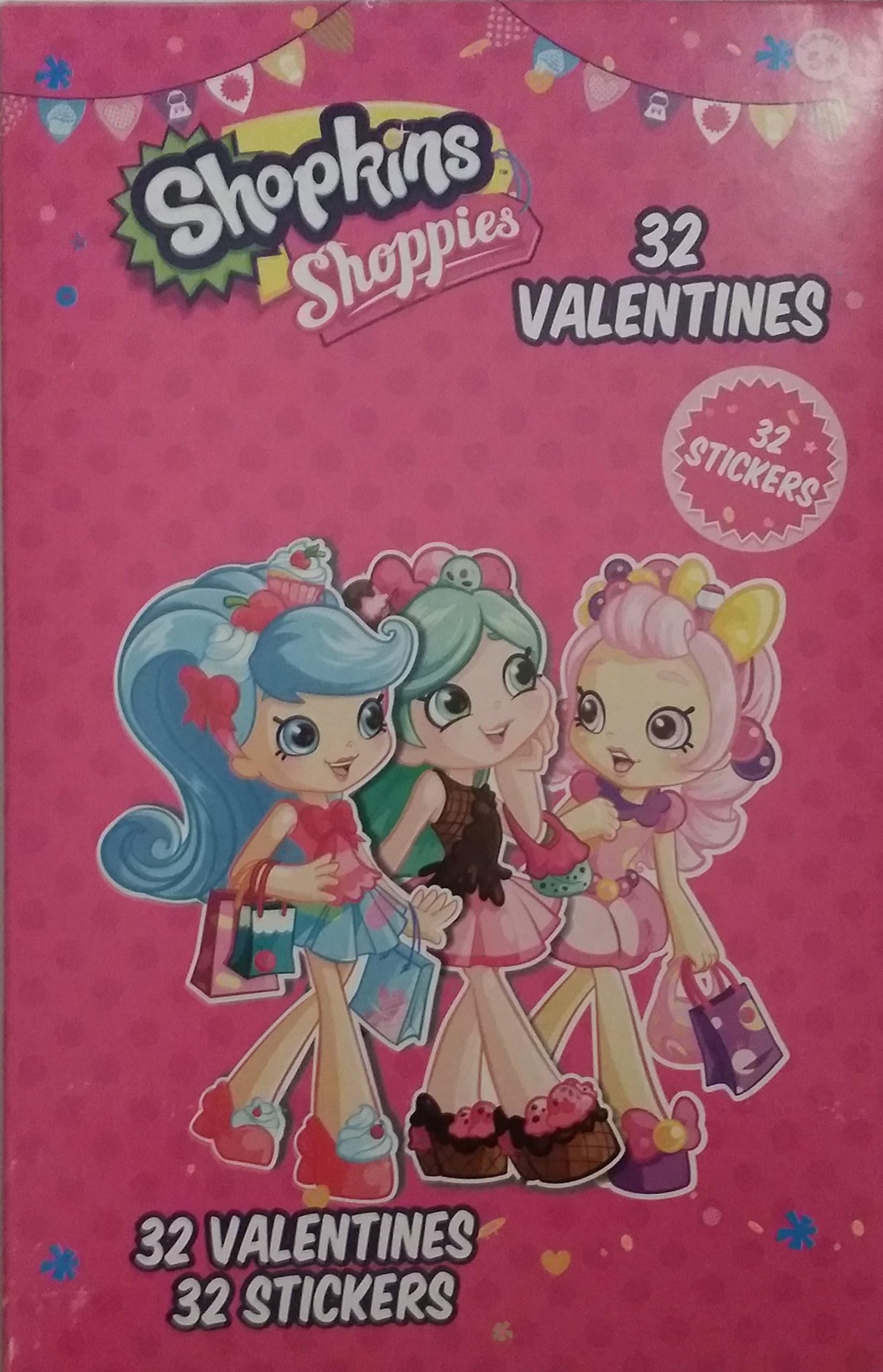 Shopkins Shoppies 32 Valentines Cards 32 Stickers