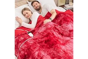 OCTROT Heated Electric Blanket Full Size - Fleece Sherpa Heating Blanket for Couch, Faux Fur Warm Heater Blankets with 5-Position Timer &10 Heating Levels ETL&FCC Certification, Valentines Day Gifts