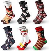 Giggling Getup 6 PCS Christmas Socks for Women Men, Novelty Socks for Women, Birthday Gift, Christmas Party Gifts for Xmas