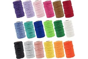 18 Rolls Macrame Cord, 3mm x 576 Yards Natural Cotton Macrame Rope, 4 Strand Twisted Colored Twine String Cord for Artworks, 