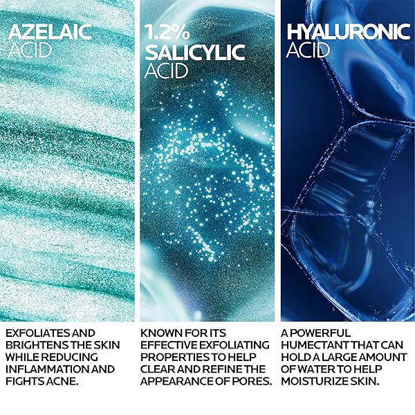 LA ROCHE-POSAY EFFACLAR A.Z. GEL, AZELAIC ACID & SALICYLIC ACID FOR ACNE TREATMENT, ANTI-AGING & ACNE SCARS, DUAL ACTION MEDICATED FACE GEL FOR BREAKOUTS & SIGNS OF AGING, 1.35 OZ