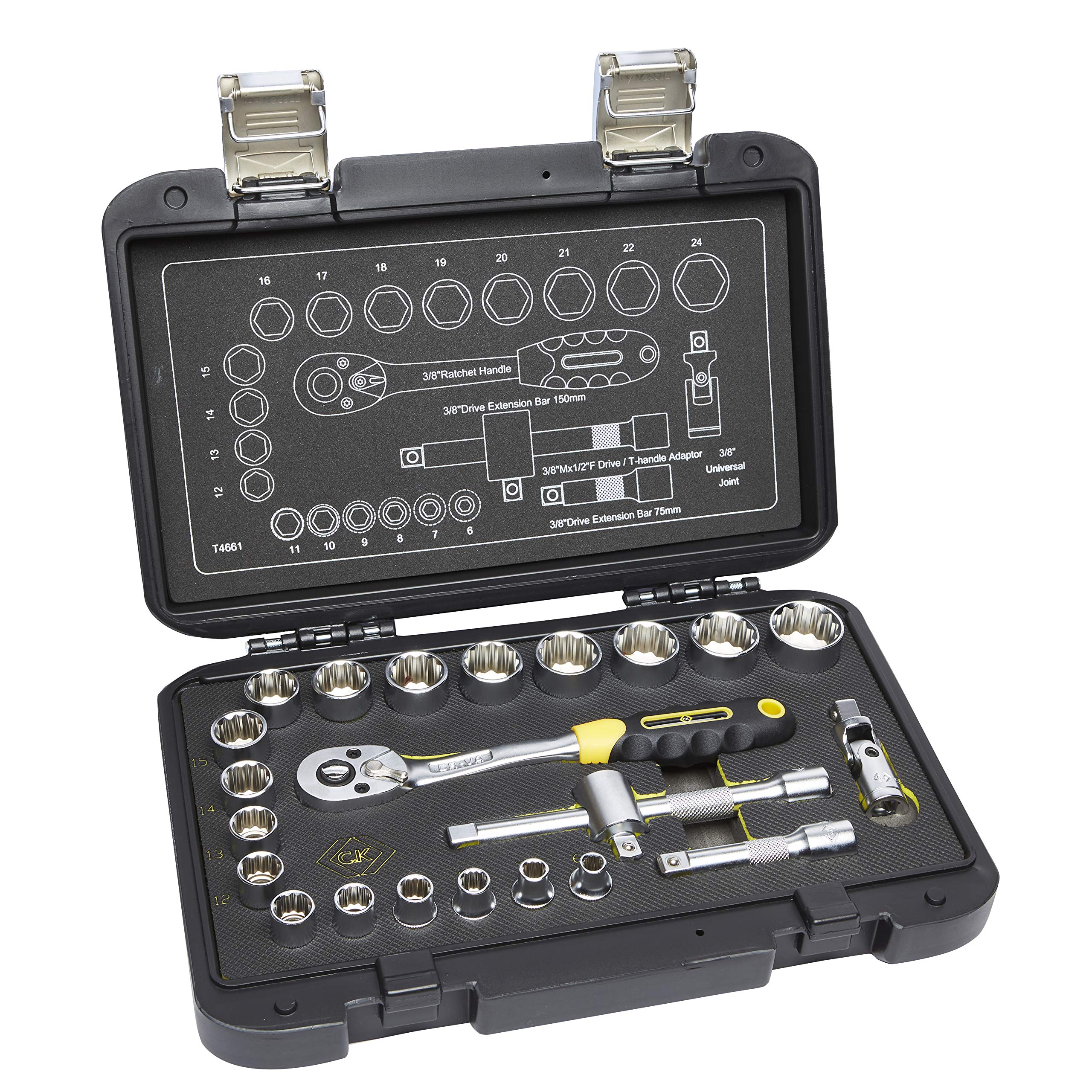 C.K T4661 Socket Set, 23 pcs, 3/8"