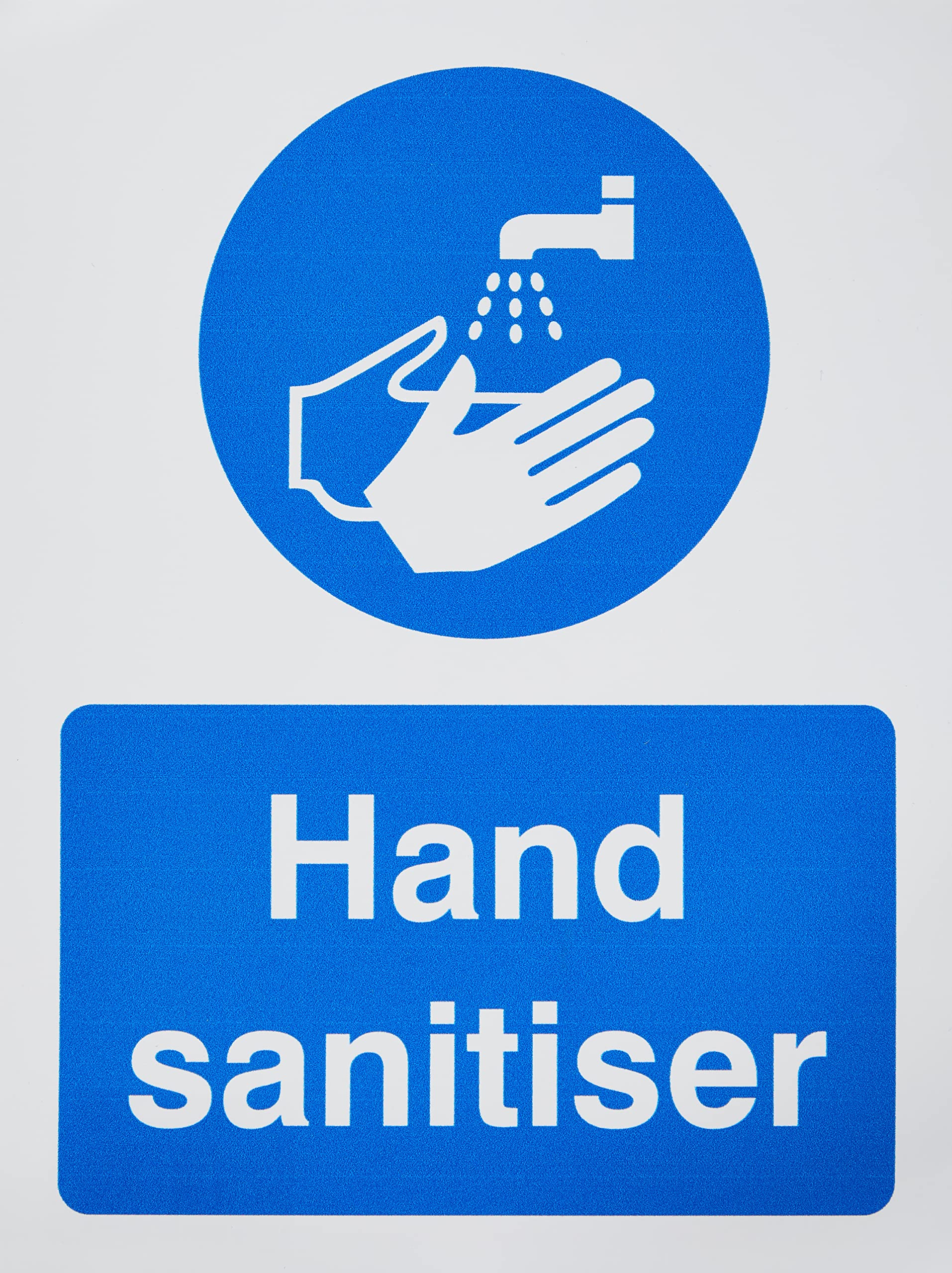 SECO"Hand SANITISER", 150x200mm Self-Adhesive Vinyl Safety Sign, White/Blue
