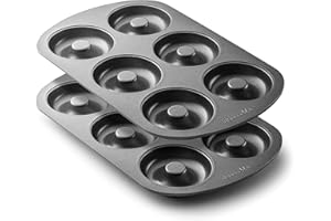 Bellemain Premiere Donut Pan for Baking | Nonstick 12.5 x 8.5” Doughnut Pan with 6-Doughnut Molds | Includes 2 Steel Donut Tr