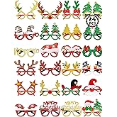 HOVACY 24PCS Christmas Glasses, Christmas Party Favors, Santa Glasses Frames for Xmas Decorations Accessories Supplies