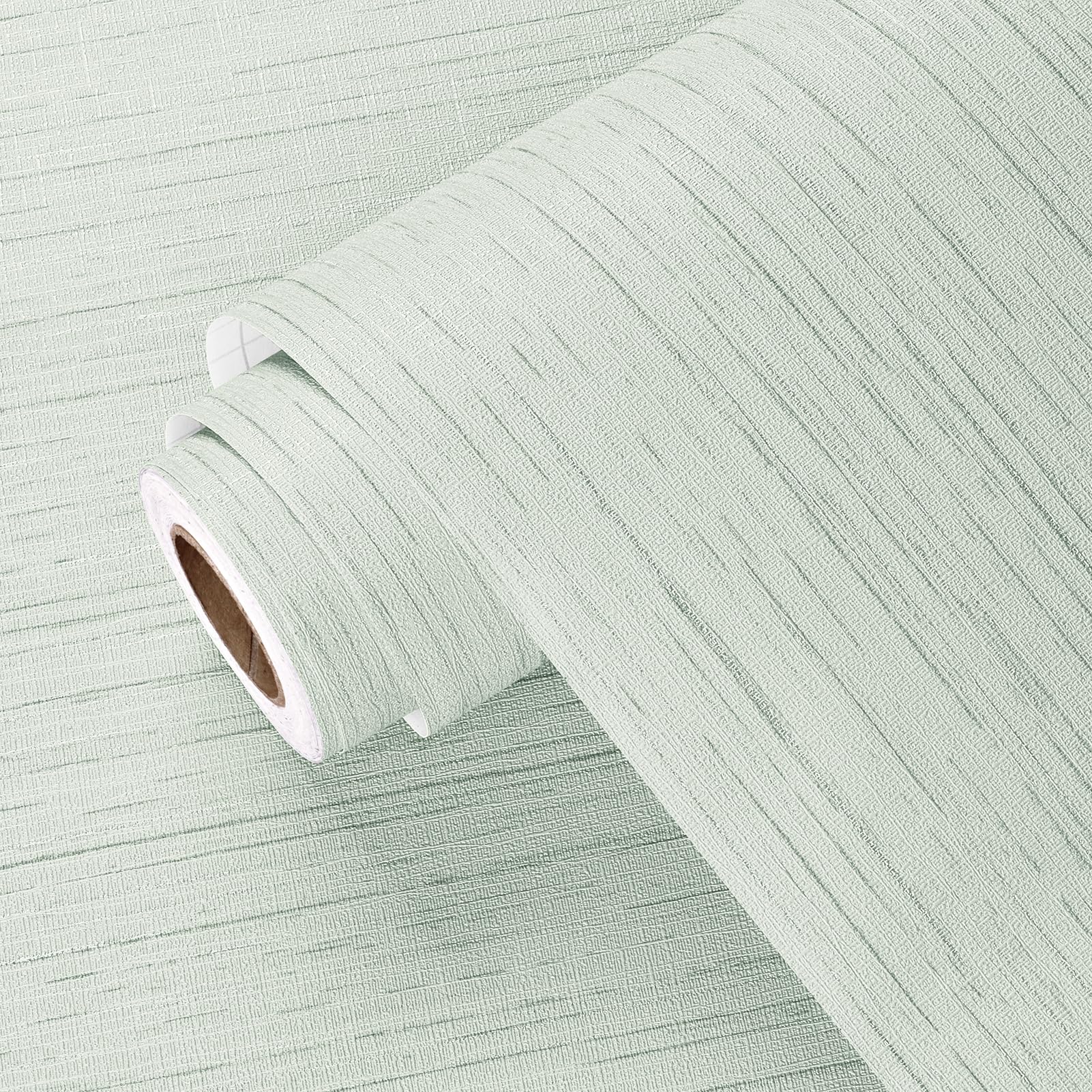 Yullpaper Light Green Wallpaper for Bedroom 40cm x 800cm Peel and Stick Textured Wallpapers Sticky Back Plastic Roll Living Room Sage Green Wallpaper Lining Paper for Walls Green Vinyl Cabinet Cover