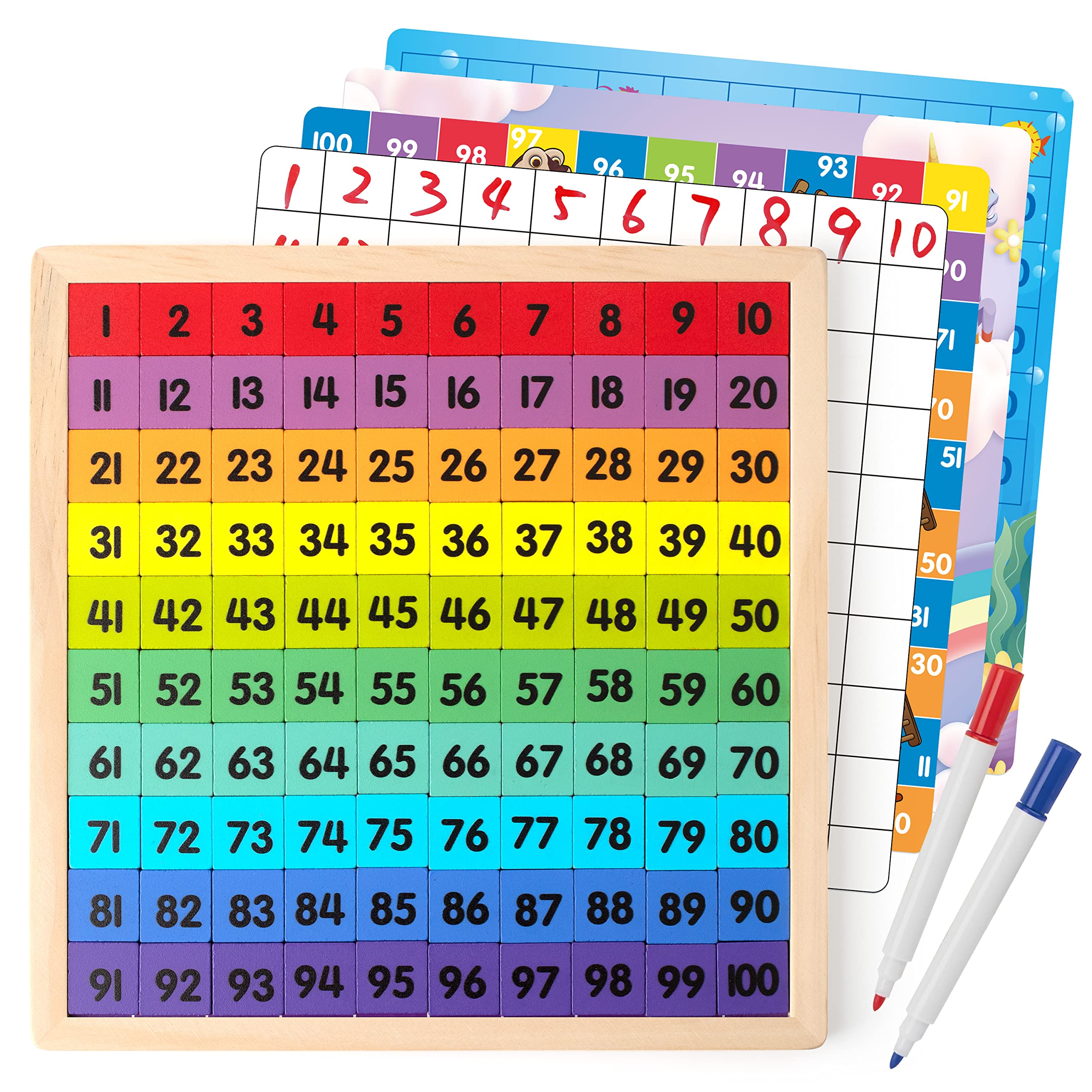 Photo 1 of Coogam Wooden Math Hundred Board 1-100 Numbers Learning Educational Toys Colorful Montessori Counting Board Game for Preschool 3 4 5 Year Old Boys Girls