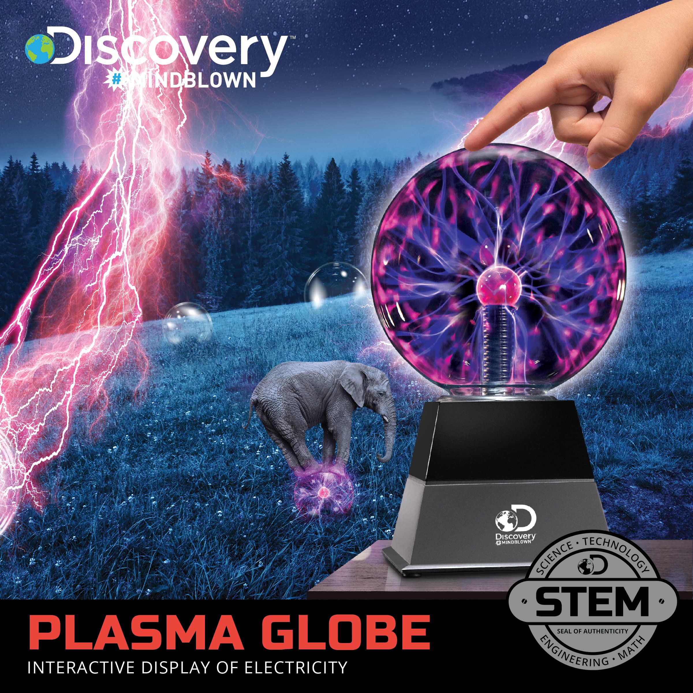 Discovery™ Plasma Globe Lamp, Touch & Sound Sensitive Lightning, Interactive Electric Plasma Ball for Hands-On STEM Learning, Plug-in Bedroom & Desktop Decorative lamp
