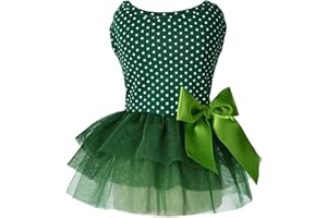 MSNFOASM Adorable Green Polka Dot Tutu Dress with Bow for Small Dogs and Cats (Dark Green Dots,XXS)
