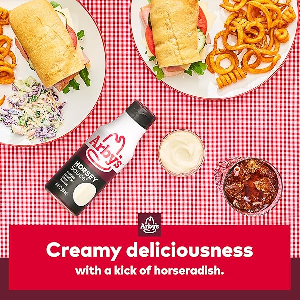 ARBY’S HORSEY SAUCE, 12 FL. OZ., ALL PURPOSE HORSERADISH SAUCE FOR SANDWICH SPREADS, SEAFOOD COCKTAILS, CHICKEN MARINADES AND MORE, MADE WITH VINEGAR, HORSERADISH POWDER AND MUSTARD