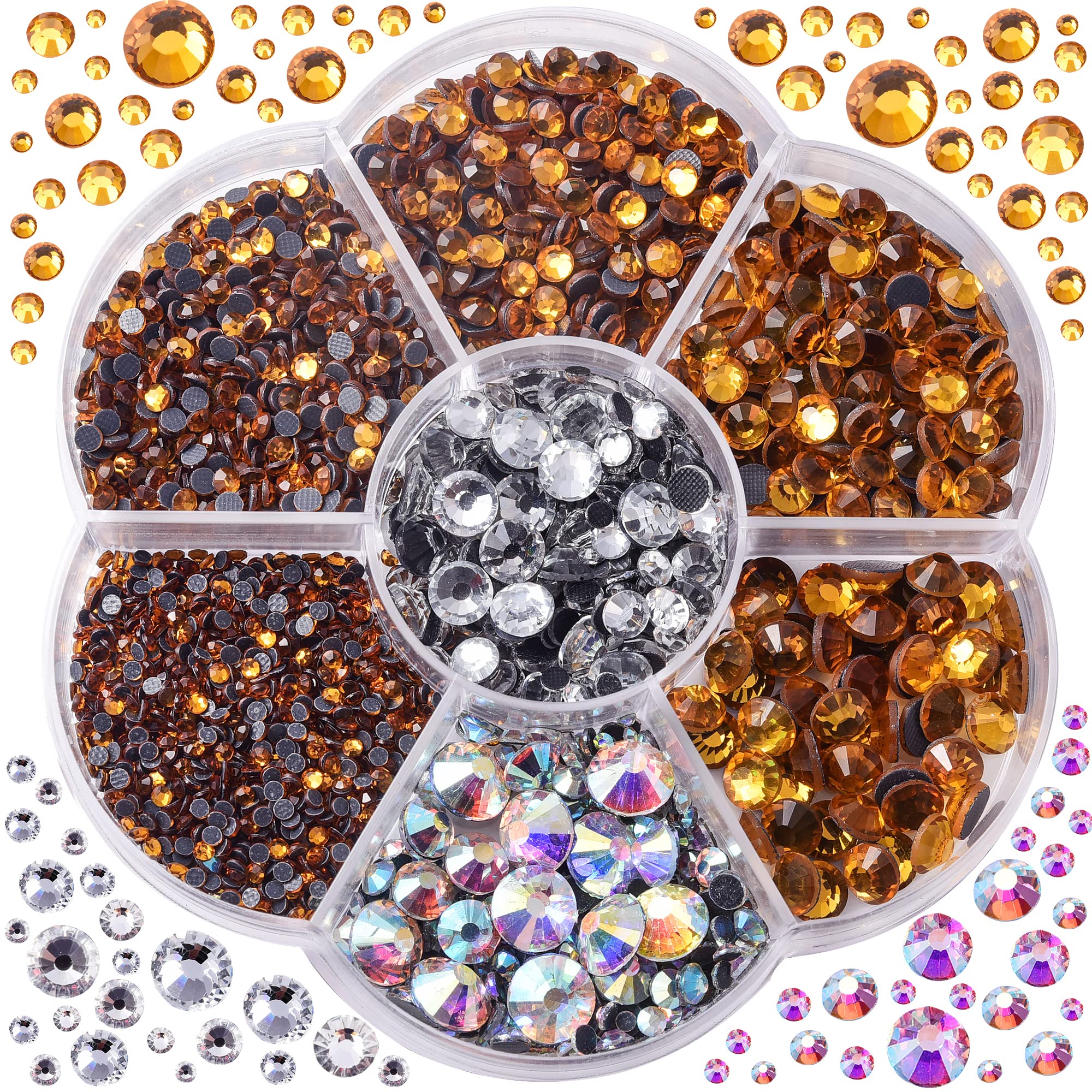 Blinginbox Hotfix Rhinestones, 3000pcs Clear Hotfix Gems Crystal Rhinestones for Clothes DIY Craft Sewing and Decorations, Round Mixed Sizes SS6-SS30 (Topaz)