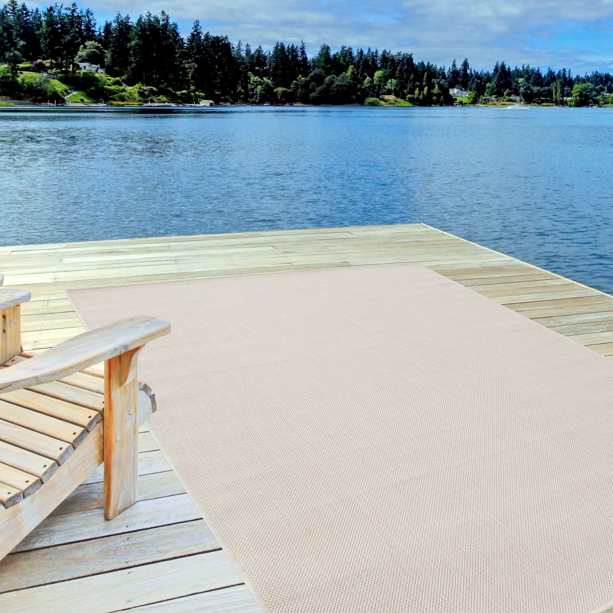 THE RUGS Outdoor Rug – Weather & UV Resistant Outdoor/Indoor Area Rugs - Durable Rugs for Patio, Deck, Garden, Kitchen, Bathroom or Living Room - White, 120 x 170 cm