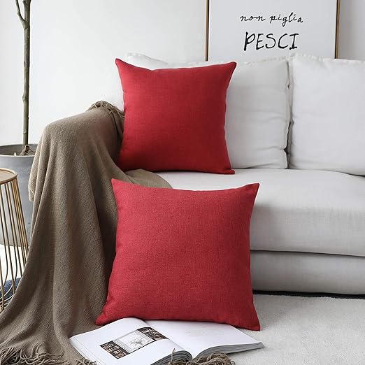 Amazon Com Home Brilliant 2 Packs Linen Burlap Throw Pillow