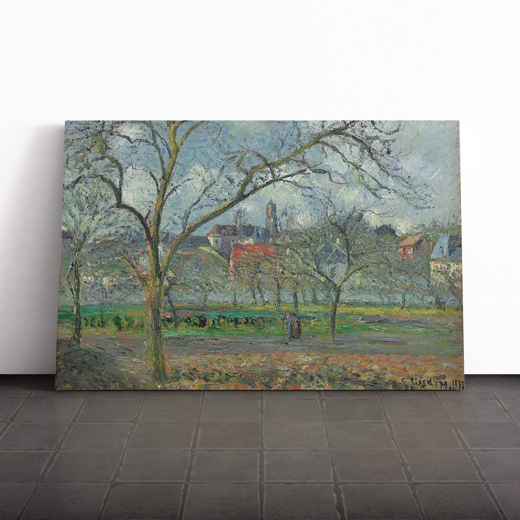 Camille Pissaro Laumone in Winter Canvas Print | Gallery Wrapped 30mm Frame Wall Art | 20x14 inches | Ready to Hang | Modern Landscape Picture | Living Room Bedroom Lounge Office