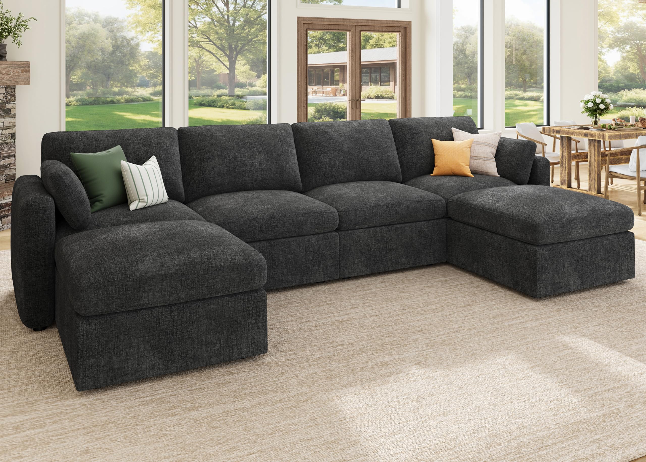 Photo 1 of *PARTIAL SET*
HONBAY Sectional Couch with Storage Seats, Modular Sofa with Storage Ottoman, U Shaped Sectional Couches for Living Room, Grey