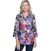 Ali Miles Womens Clothing | Woven Button Front Jacket for Women| Wire Collar 3/4 Sleeves Womens Jacket