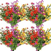 WILLBOND 36 Bundles Artificial Flowers Outdoor, UV Resistant Faux Artificial Plants Shrubs Flower Bulk for Hanging Planter Porch Window Home Wedding Spring Summer Decor (Bright Colors)