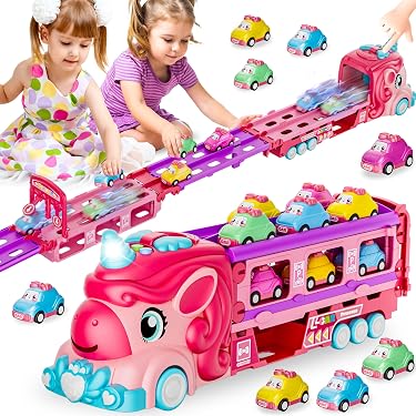 Set De 7 Coches De Juguete Metálicos – 6 Coches Pequeños + 1 Transportador, Regalo Ideal Para Niños +3 Años