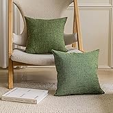 Home Brilliant Set of 2 Euro Pillow Shams 24x24 Lined Linen Decorative Spring Pillow Covers Soft Large Throw Pillow Covers for Sofa Porch Balcony Decor, 24 x 24 Inch, Green