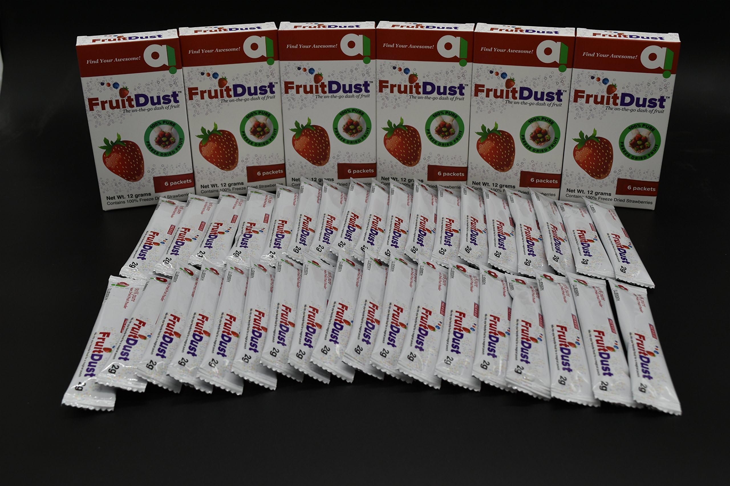 6 Boxes Awesome Fruit Dust, Freeze Dried Strawberry Powder, FREE Shipping