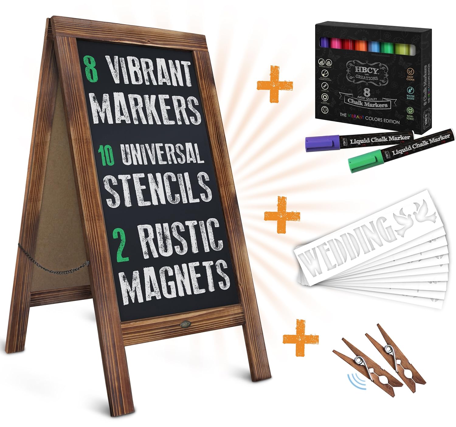 HBCY Creations Rustic AFrame Chalkboard Sign Deluxe Set / 8