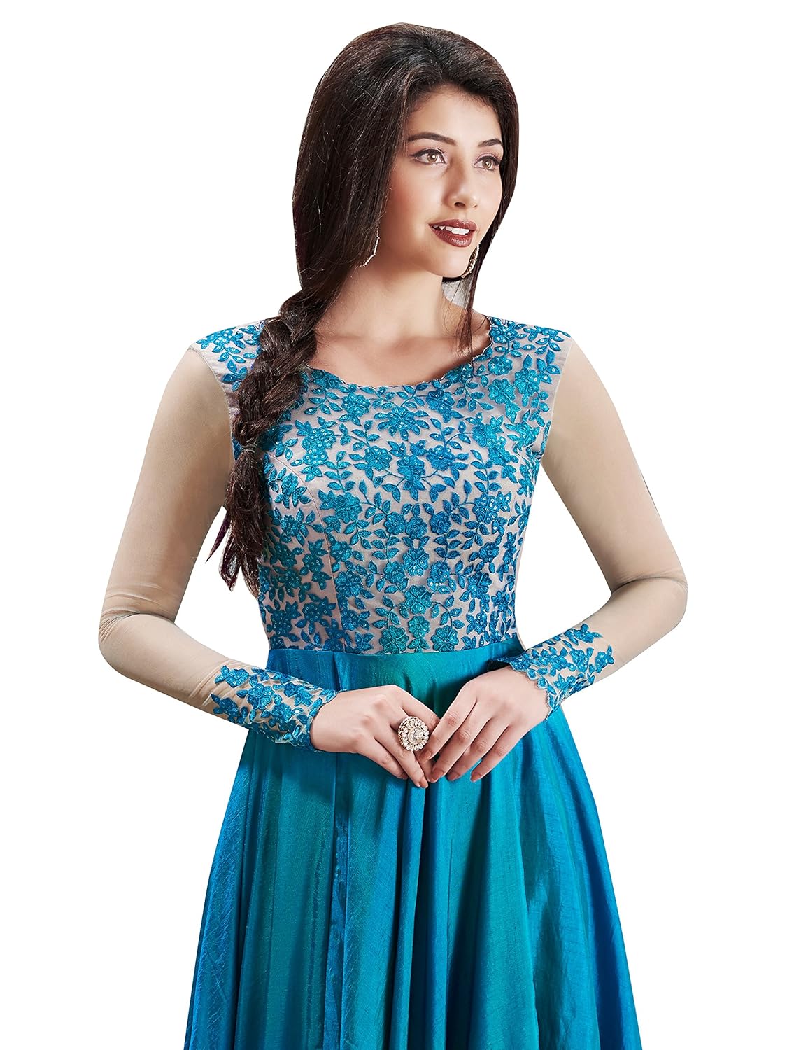 misha fashion women's silk semi-stitched anarkali gown(f1129 sky blue_xl)