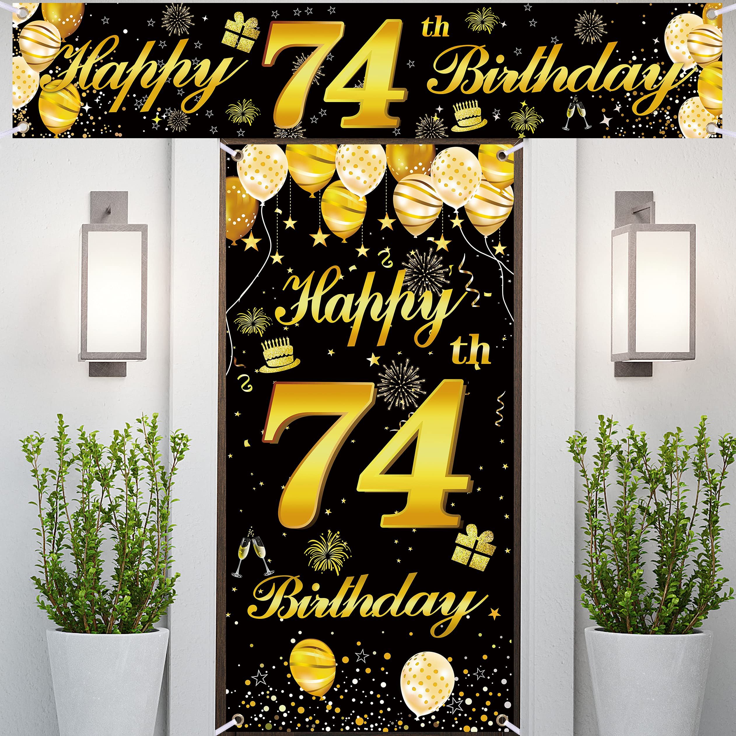 74th Happy Birthday Door Banner IMISI Birthday Decorations Birthday Backdrop Decorations for a Party