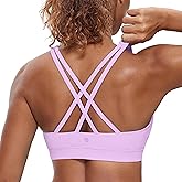 CRZ YOGA Naked Feeling Strappy Padded Sports Bras for Women - Fitness Workout Top Criss Cross Back Yoga Cami